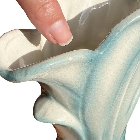 Vtg Swan Ceramic Vase Planter Blue Green White MCM Unsigned McCoy Pottery Retro - Picture 6 of 16